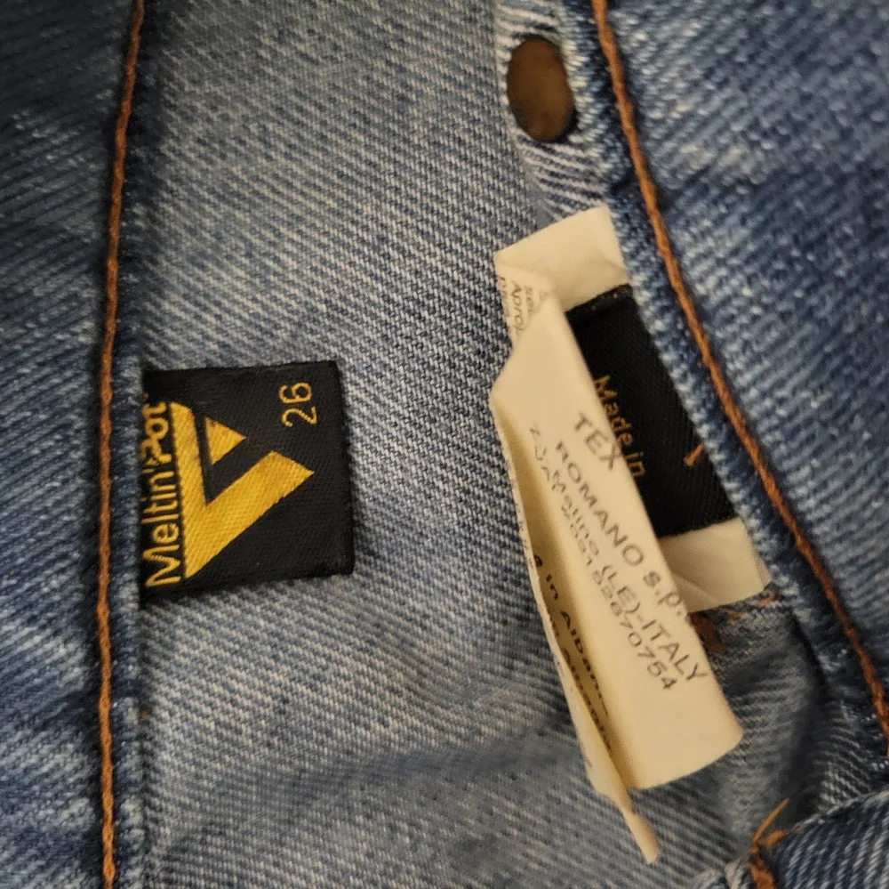 RARE Vintage Y2K Blue Mid Wash Denim‎ Mini Micro Skirt Low Rise 30